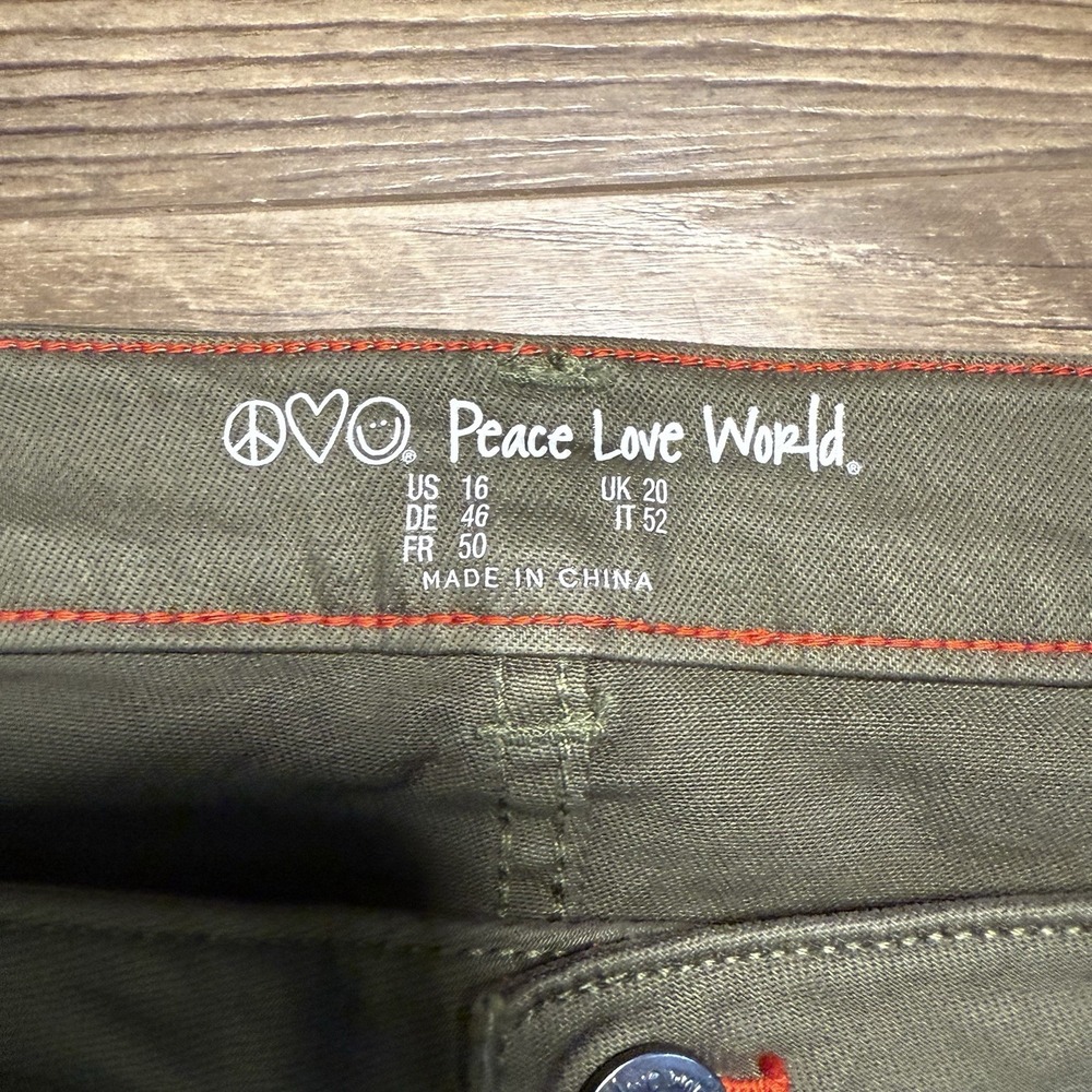 Peace Love World Women's Jeans Army Green Distressed Boot Cut 16 - Picture 5 of 9